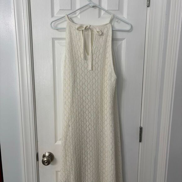 Boston Proper Ivory Crochet Knit Maxi Dress Size L - Picture 5 of 15